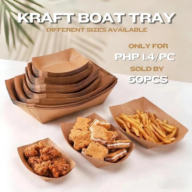 Food Packed Snacks - Bandejas de papel kraft desechables para