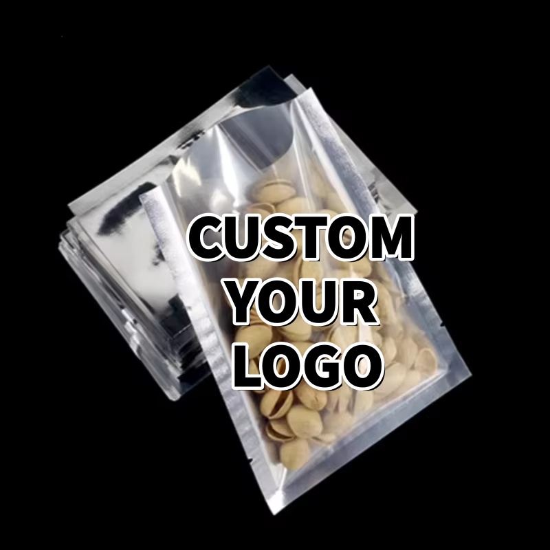 Food Packed Snacks - Paquete de 100 bolsas planas plateadas