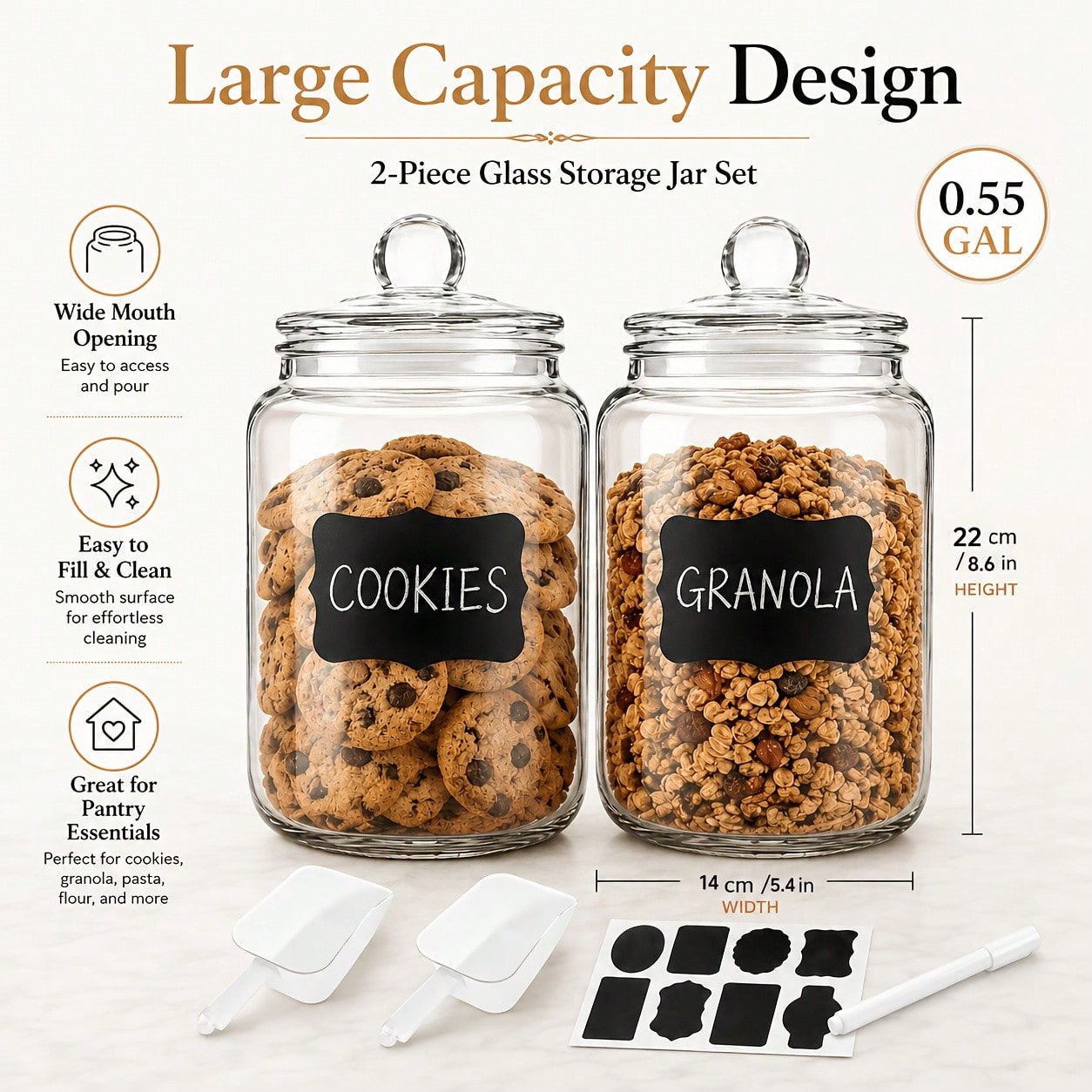 Juego de 2 recipientes de vidr - Snacks Food Labels reseña y precio